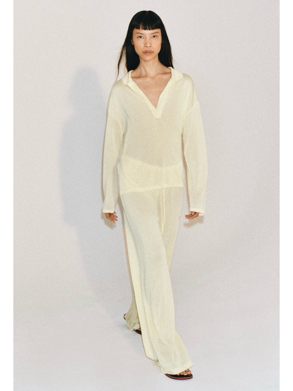 Zara yellow V-Neck Relaxed Lounge Set size small BRAND NEW